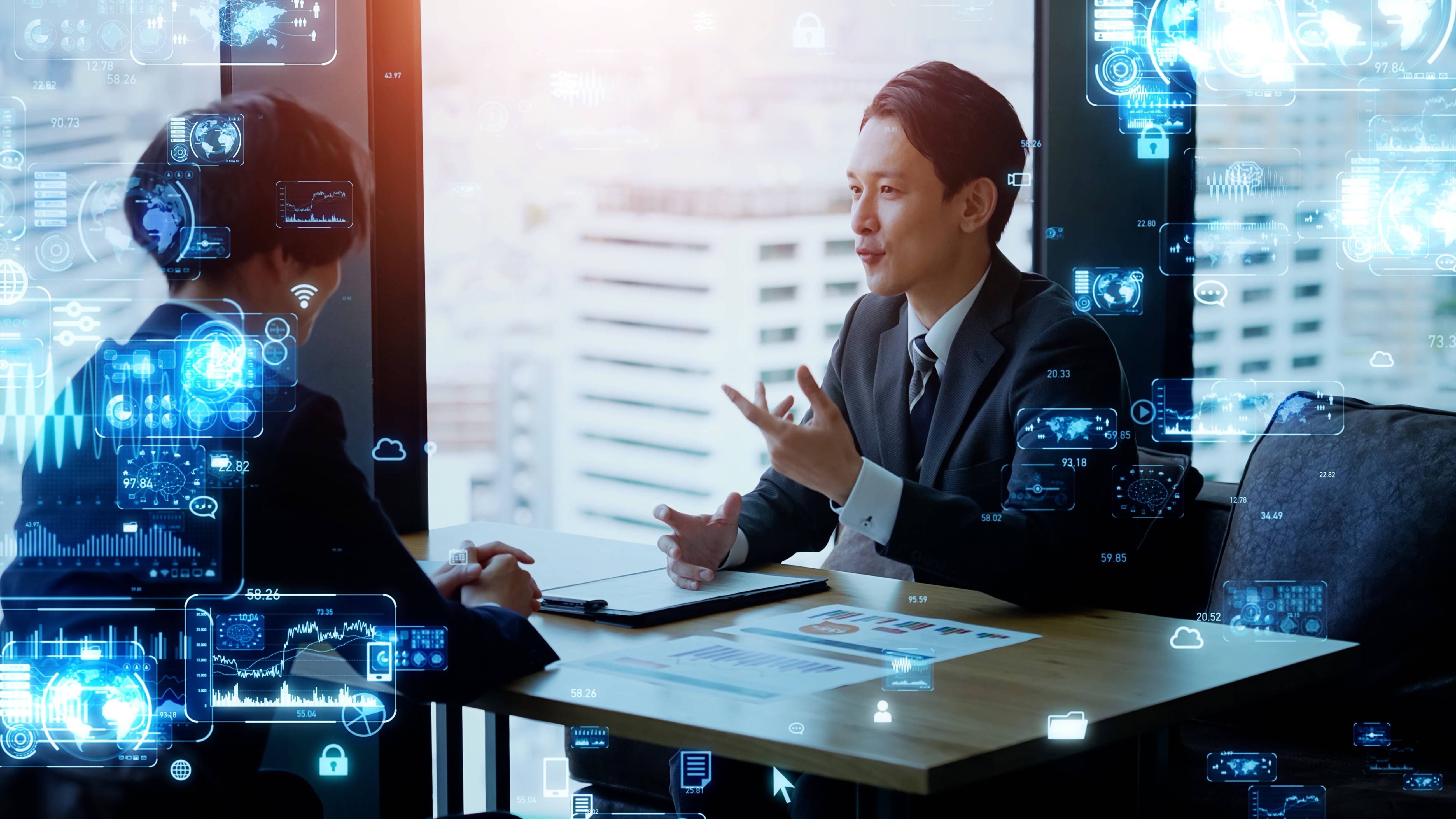 employees discussing a B2B offer