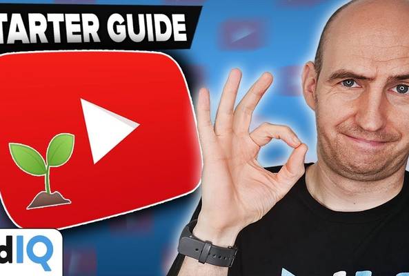 Man showing okay sign next to YouTube logo with green sprout and starter guide text
