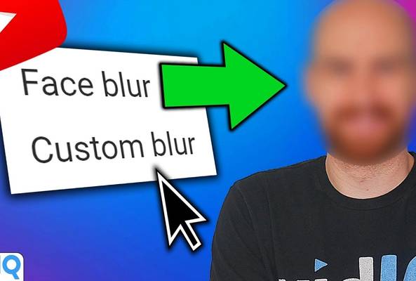 YouTube face blur and custom blur options highlighted with a blurred man's face and vidIQ logo