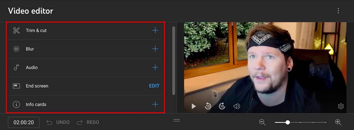 video editing options for youtube video editor