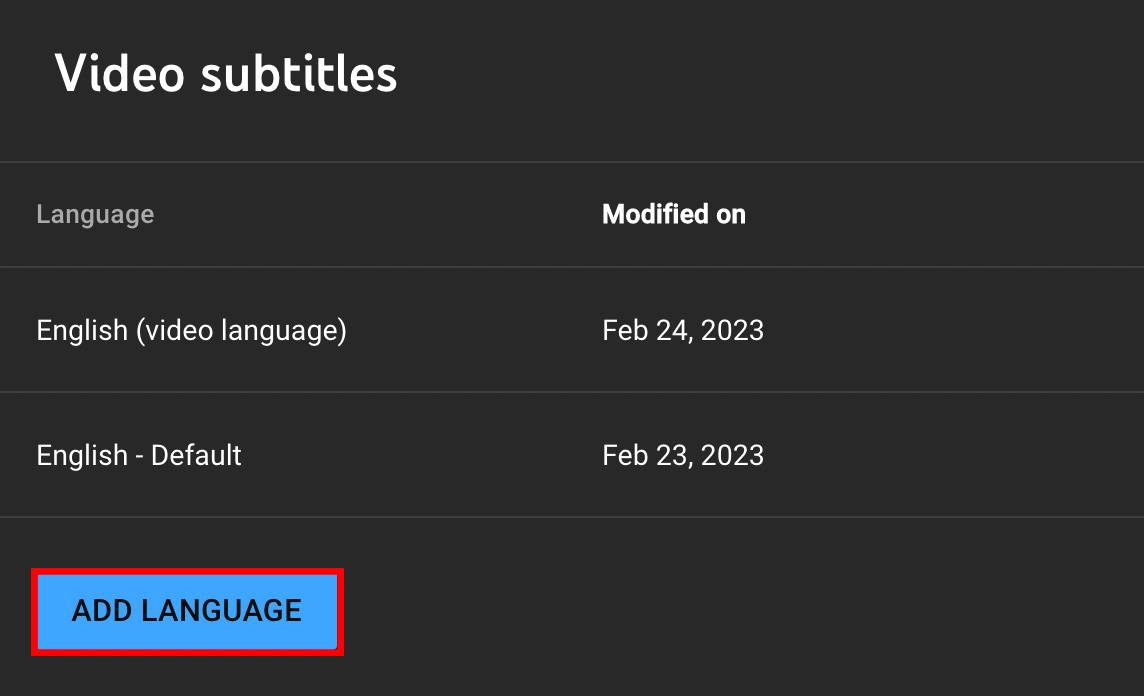 The add language button is near the bottom left