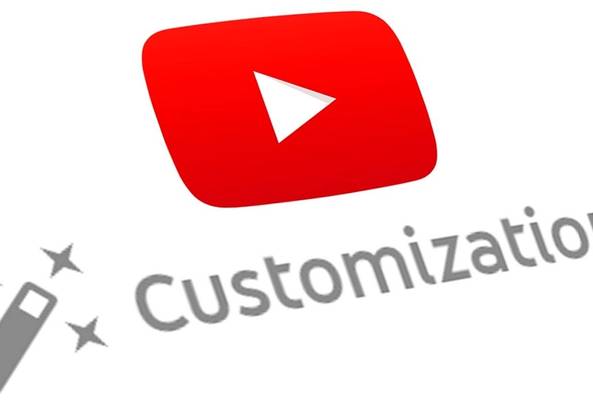 YouTube logo with magic wand icon and the word "Customization" representing video settings.