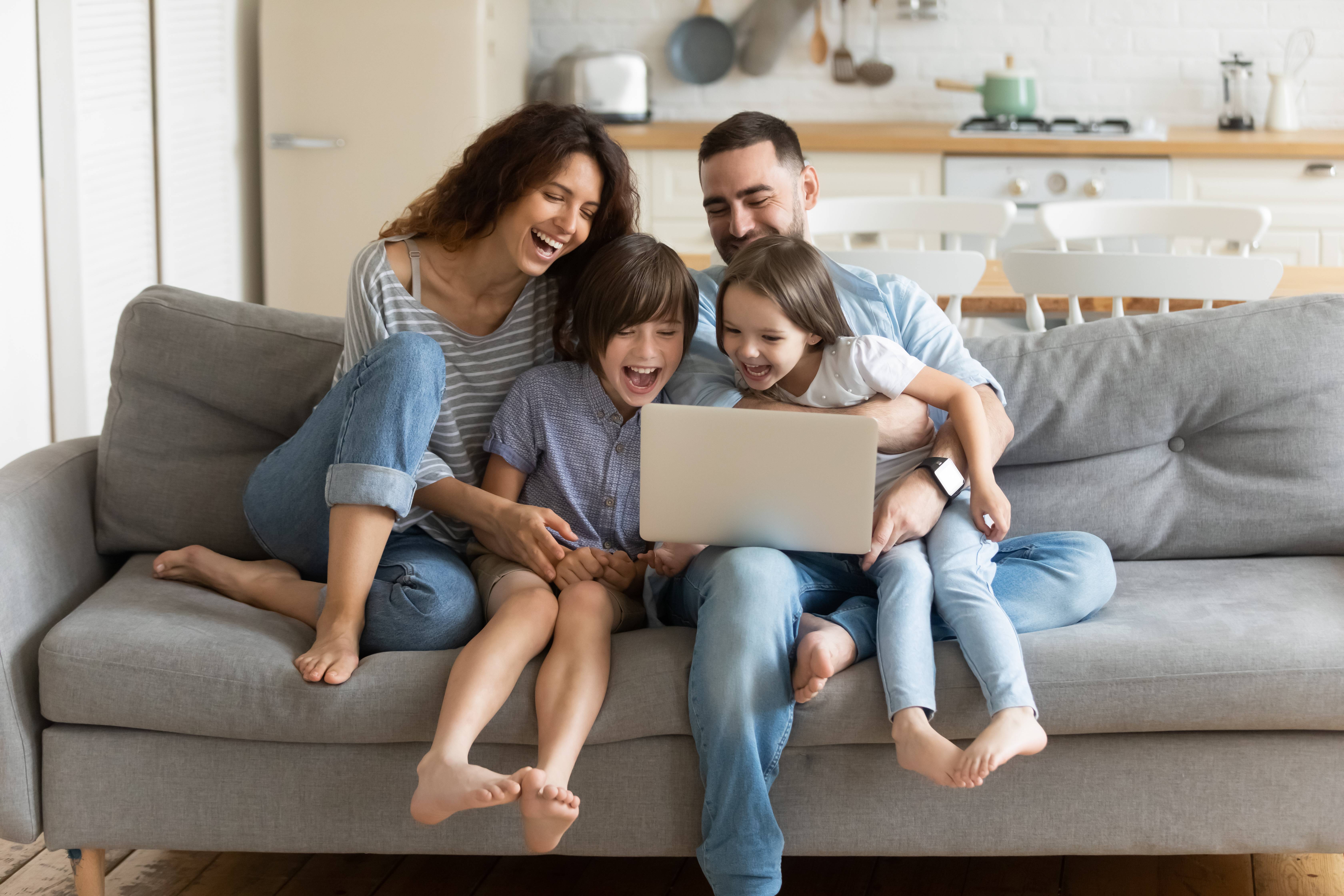 Family watching content together